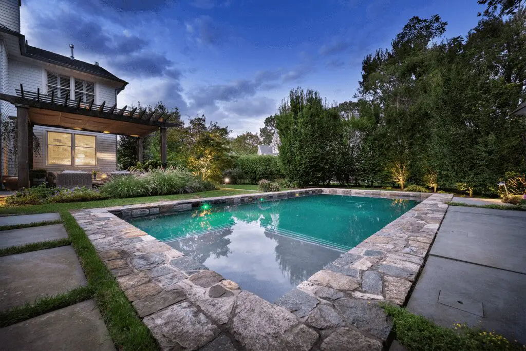 house with stone pool